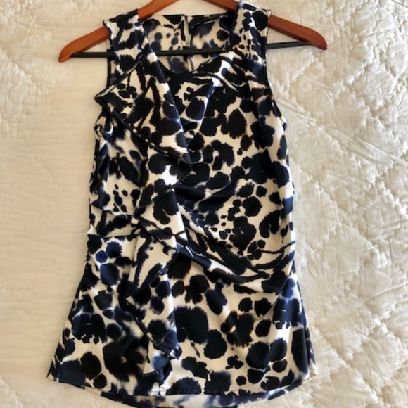 Ann Taylor Satin Sleeveless Top, Abstract Floral, Size 2P, Like New - Picture 1 of 5